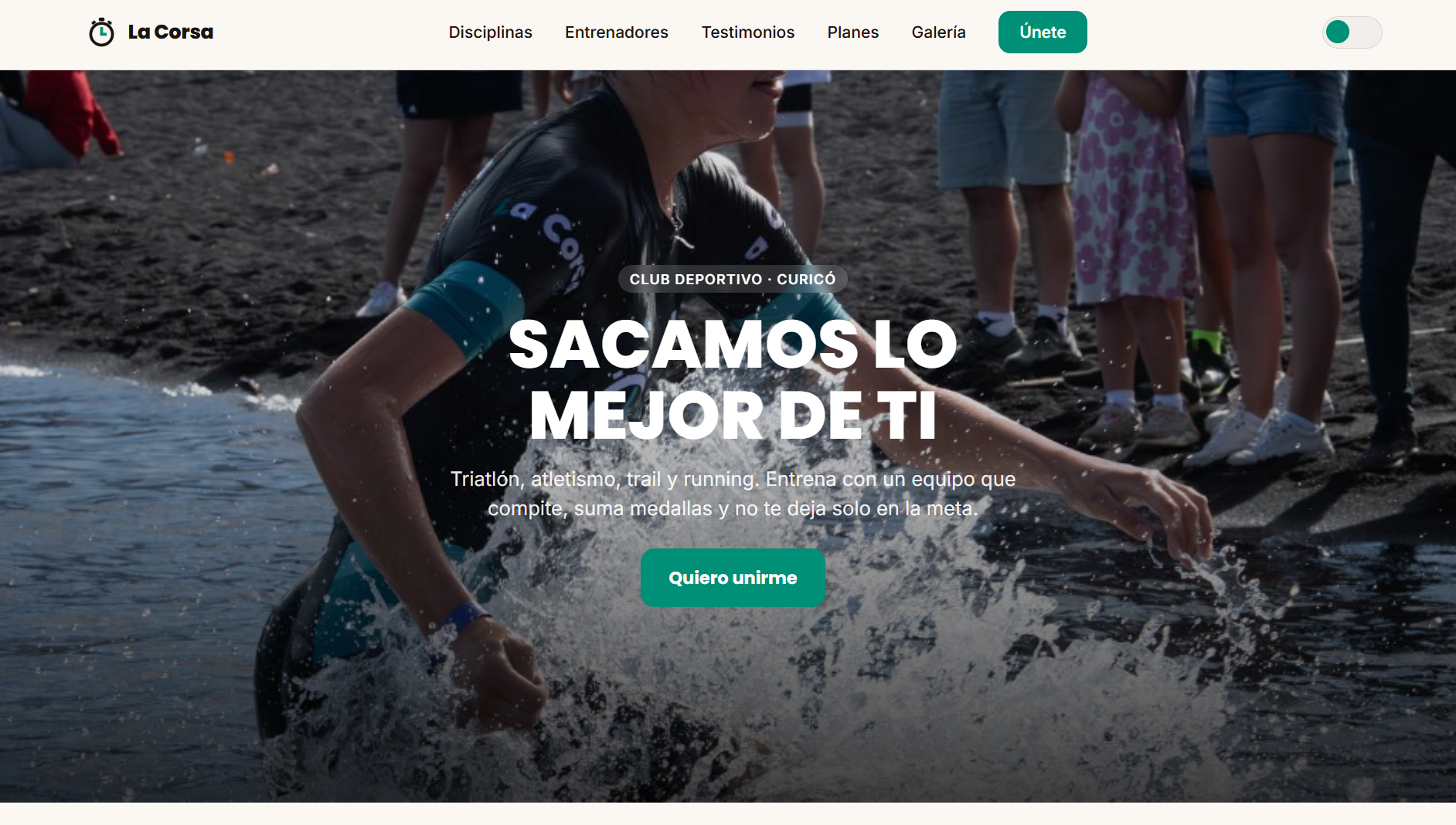 Landing page de La Corsa, Club Deportivo